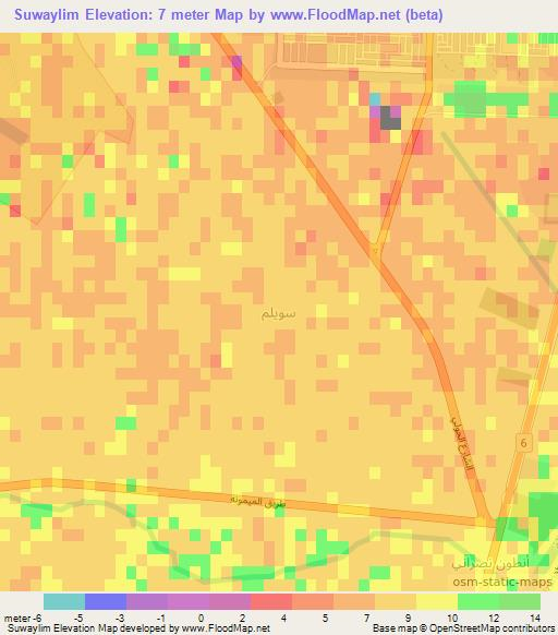 Suwaylim,Iraq Elevation Map