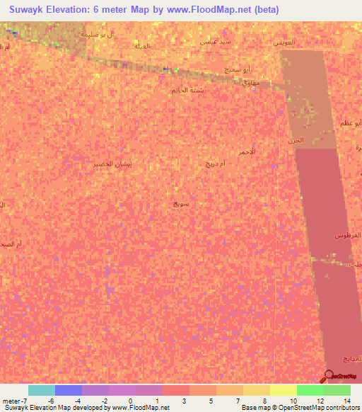 Suwayk,Iraq Elevation Map