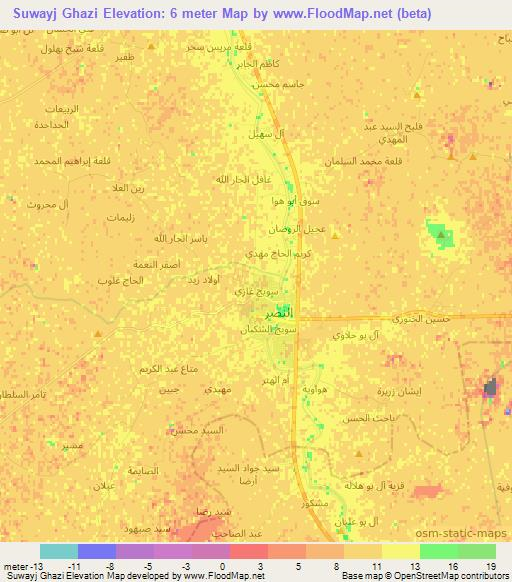 Suwayj Ghazi,Iraq Elevation Map