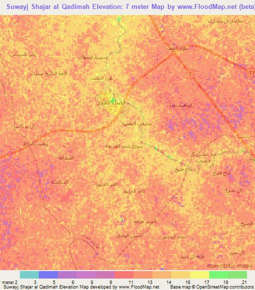 Suwayj Shajar al Qadimah,Iraq Elevation Map