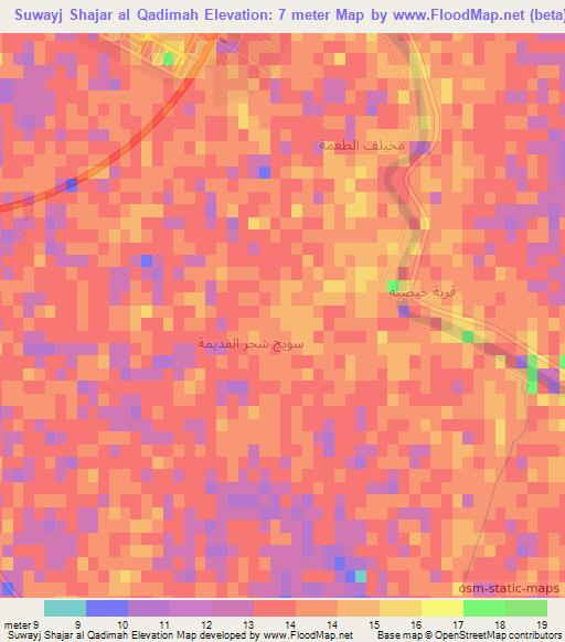 Suwayj Shajar al Qadimah,Iraq Elevation Map