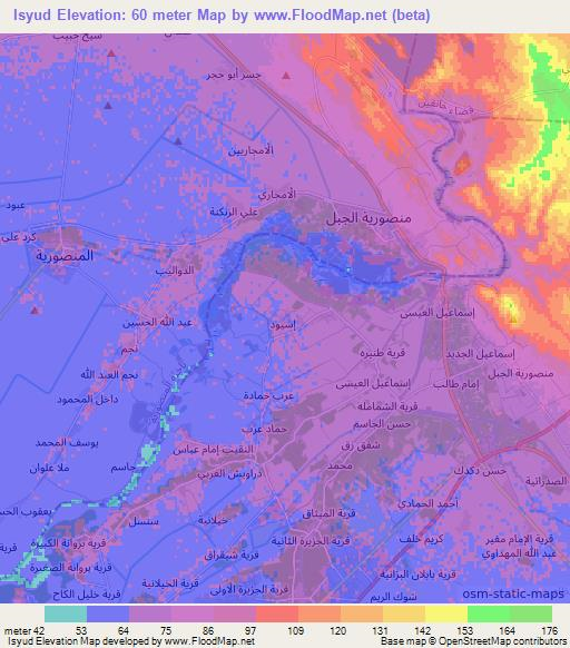 Isyud,Iraq Elevation Map