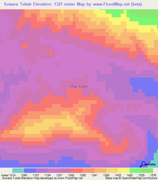 Suwara Tukah,Iraq Elevation Map