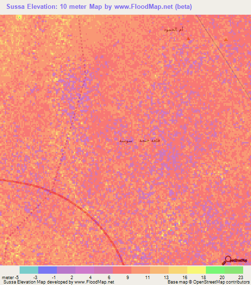 Sussa,Iraq Elevation Map