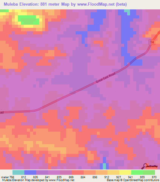 Muleba,Zambia Elevation Map