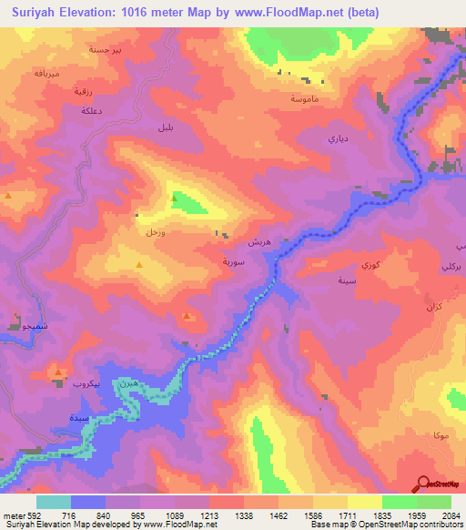 Suriyah,Iraq Elevation Map