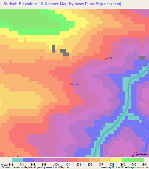 Suriyah,Iraq Elevation Map