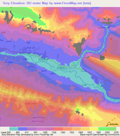 Sory,Iraq Elevation Map