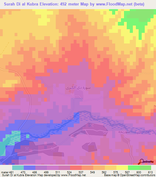 Surah Di al Kubra,Iraq Elevation Map