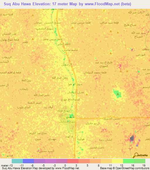 Suq Abu Hawa,Iraq Elevation Map