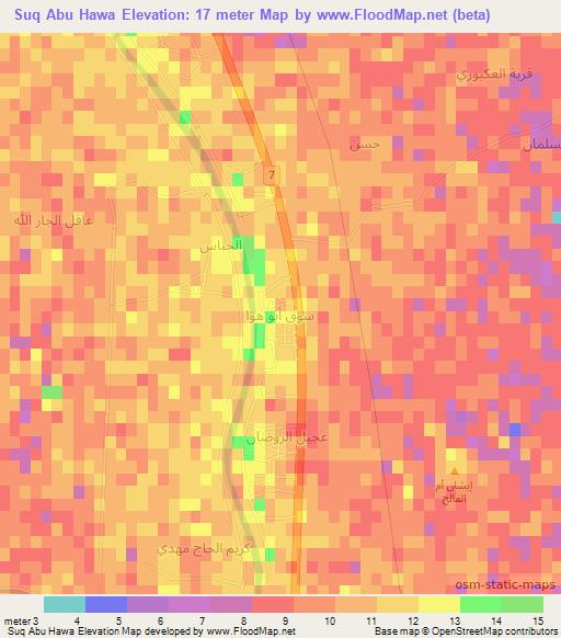 Suq Abu Hawa,Iraq Elevation Map