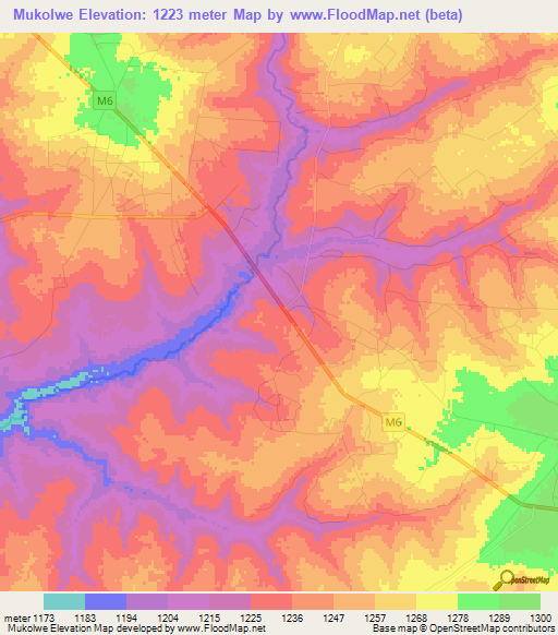 Mukolwe,Zambia Elevation Map