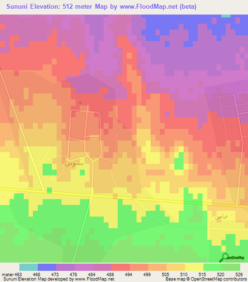 Sununi,Iraq Elevation Map