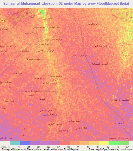 Sumayr al Muhammad,Iraq Elevation Map