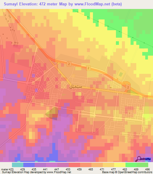 Sumayl,Iraq Elevation Map