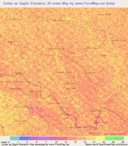 Sultan as Saghir,Iraq Elevation Map