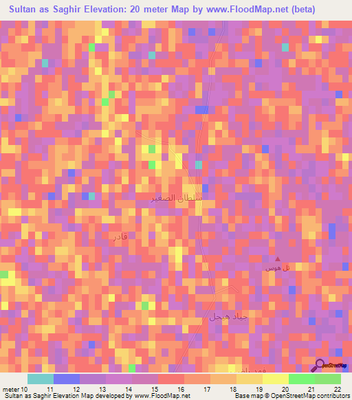 Sultan as Saghir,Iraq Elevation Map