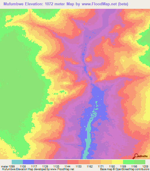 Mufumbwe,Zambia Elevation Map