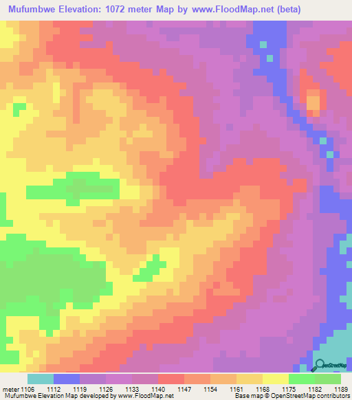 Mufumbwe,Zambia Elevation Map