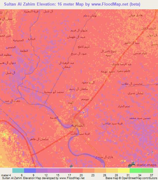 Sultan Al Zahim,Iraq Elevation Map