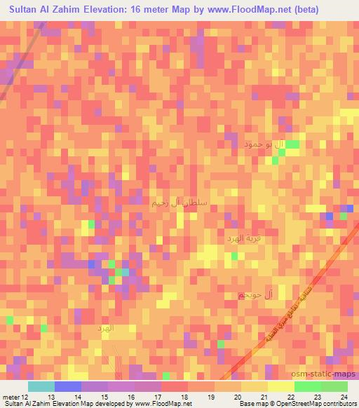 Sultan Al Zahim,Iraq Elevation Map