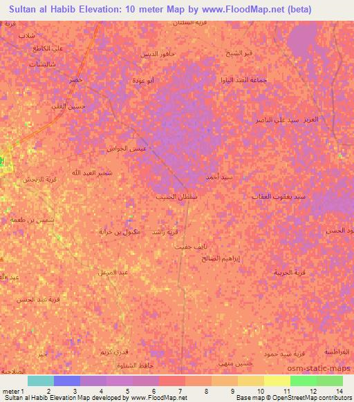 Sultan al Habib,Iraq Elevation Map