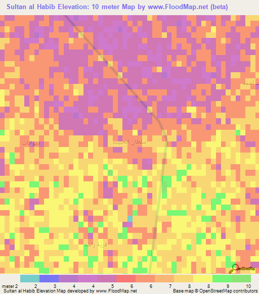 Sultan al Habib,Iraq Elevation Map