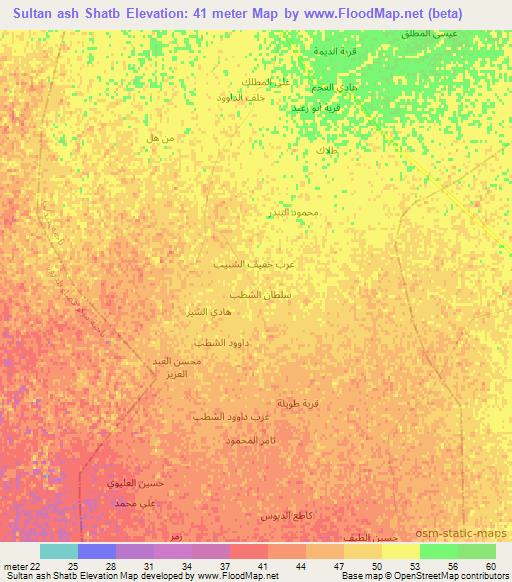 Sultan ash Shatb,Iraq Elevation Map