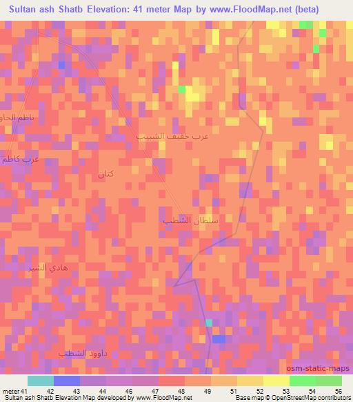 Sultan ash Shatb,Iraq Elevation Map