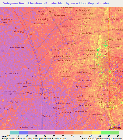 Sulayman Nazif,Iraq Elevation Map