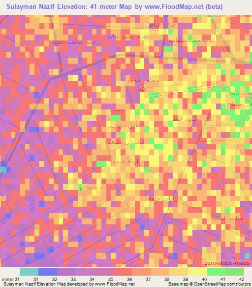 Sulayman Nazif,Iraq Elevation Map