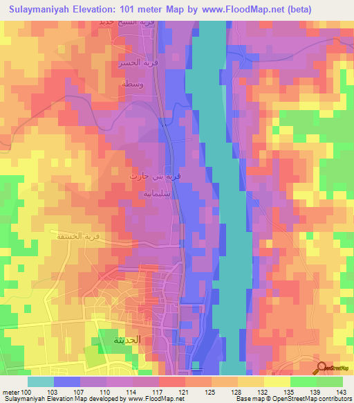 Sulaymaniyah,Iraq Elevation Map