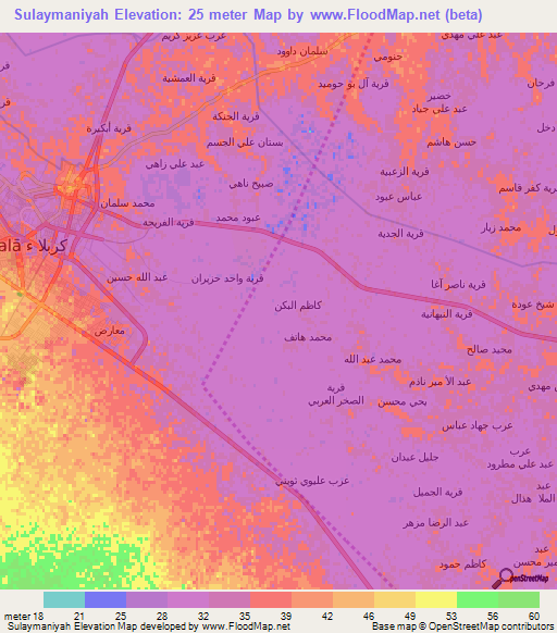 Sulaymaniyah,Iraq Elevation Map