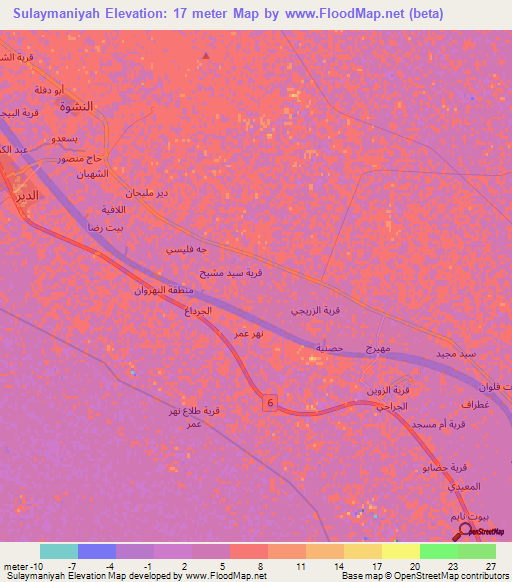 Sulaymaniyah,Iraq Elevation Map