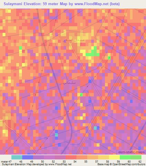 Sulaymani,Iraq Elevation Map