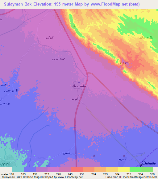 Sulayman Bak,Iraq Elevation Map