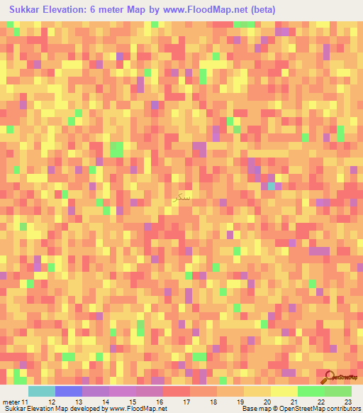Sukkar,Iraq Elevation Map