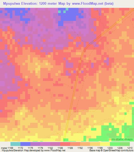 Mpupulwa,Zambia Elevation Map