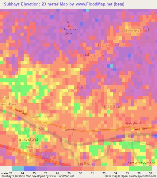 Sukhayr,Iraq Elevation Map