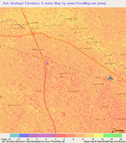 Ash Shukayri,Iraq Elevation Map