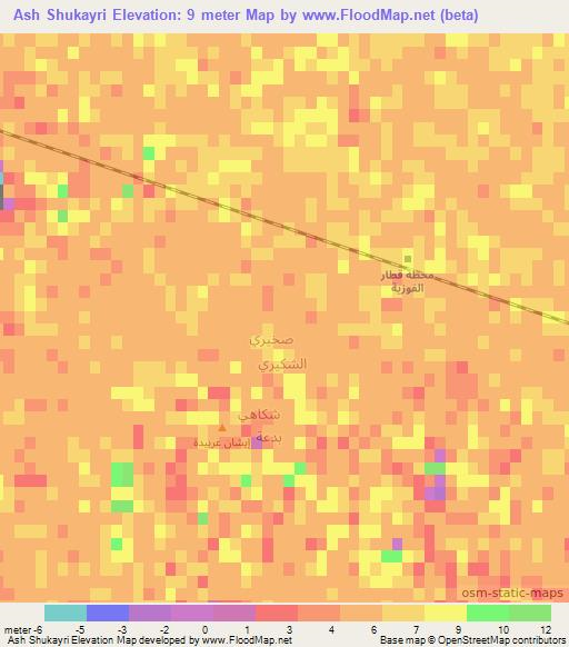 Ash Shukayri,Iraq Elevation Map