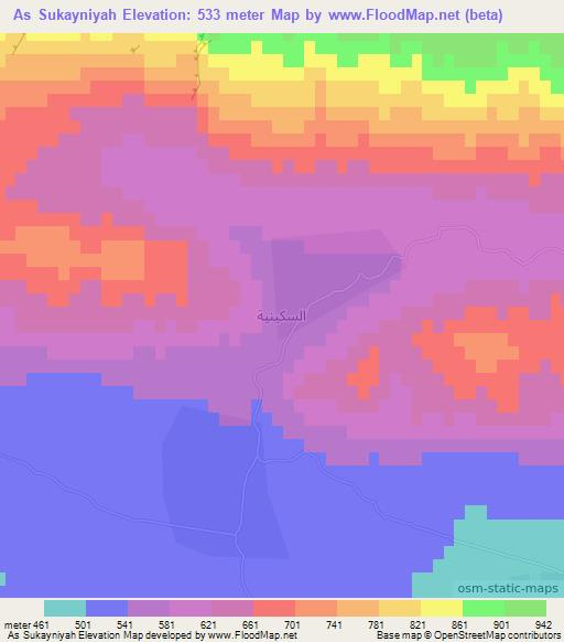 As Sukayniyah,Iraq Elevation Map