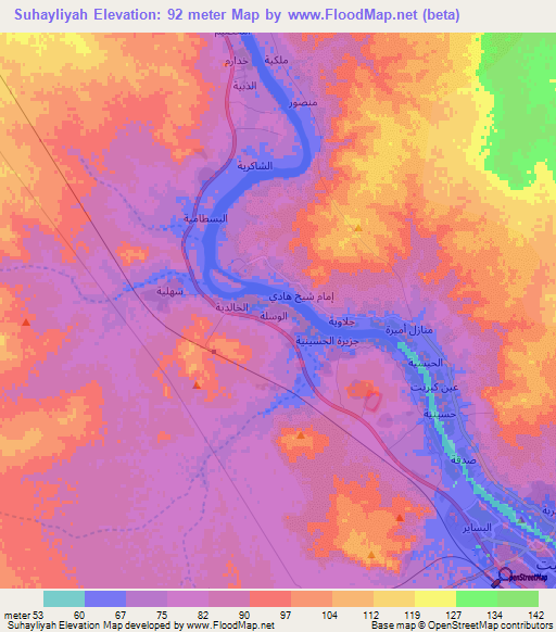 Suhayliyah,Iraq Elevation Map