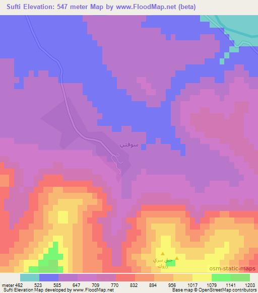 Sufti,Iraq Elevation Map