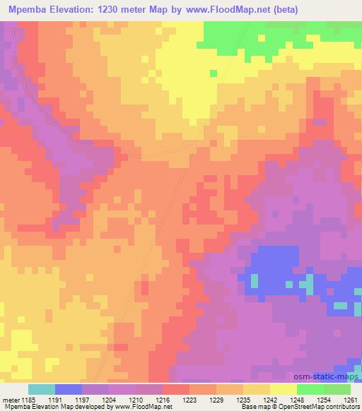 Mpemba,Zambia Elevation Map