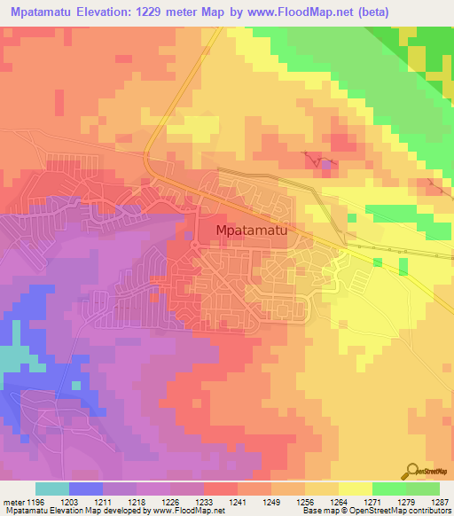 Mpatamatu,Zambia Elevation Map