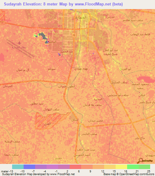 Sudayrah,Iraq Elevation Map