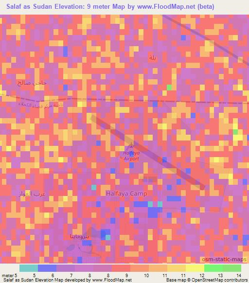 Salaf as Sudan,Iraq Elevation Map