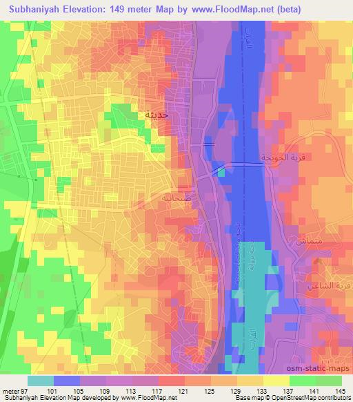 Subhaniyah,Iraq Elevation Map