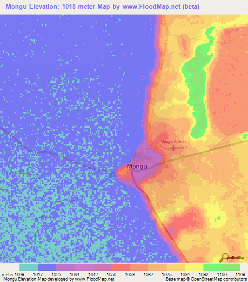 Mongu,Zambia Elevation Map